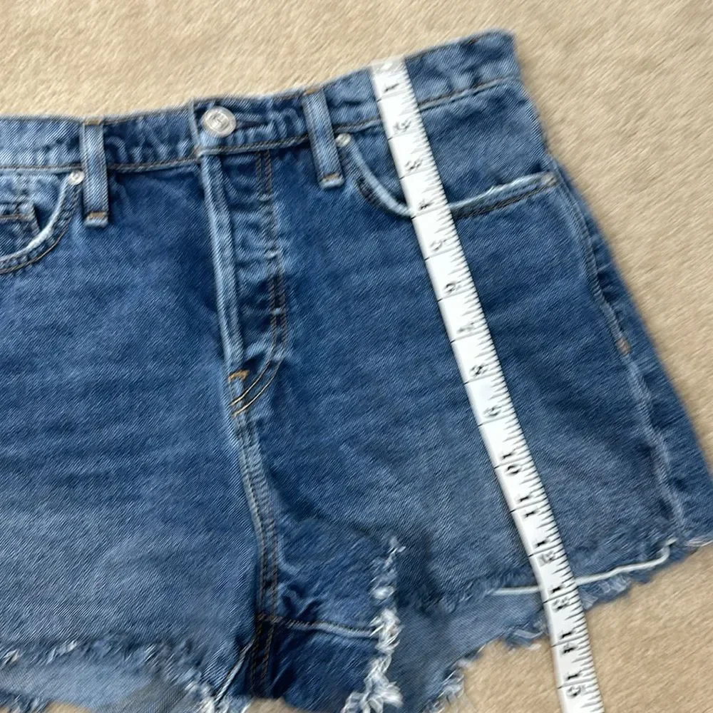 Hudson Jean Denim Cara Classic Shorts Raw Hem Button Fly 100% Cotton Size 29